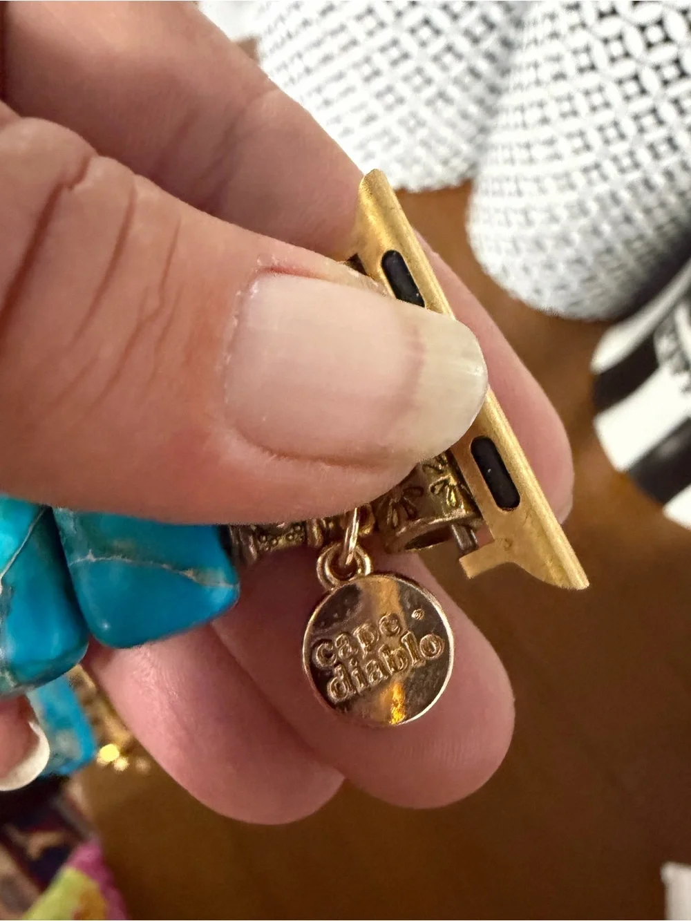 Cape Diablo Turquoise Stone Apple Watch Band with Gold Hardware